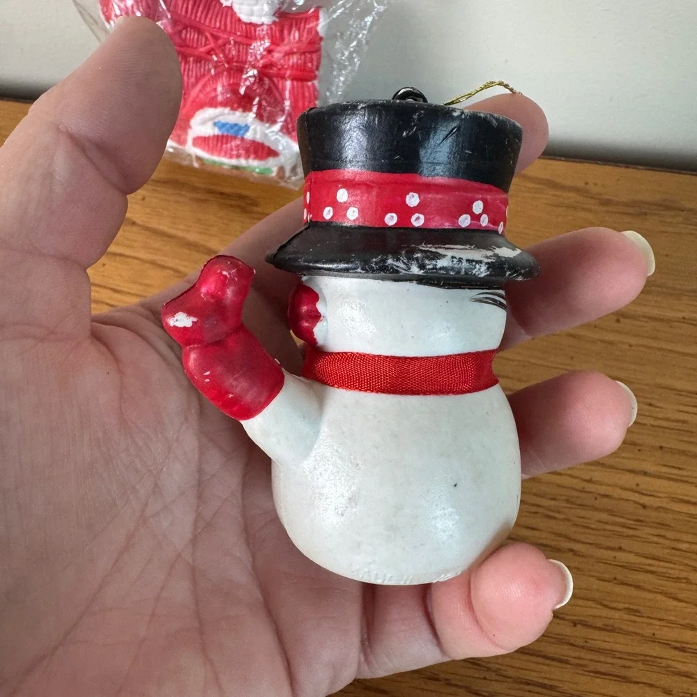 Vintage Bradford Novelty Christmas Decorations Snowman House Santa Ornament Set‎
